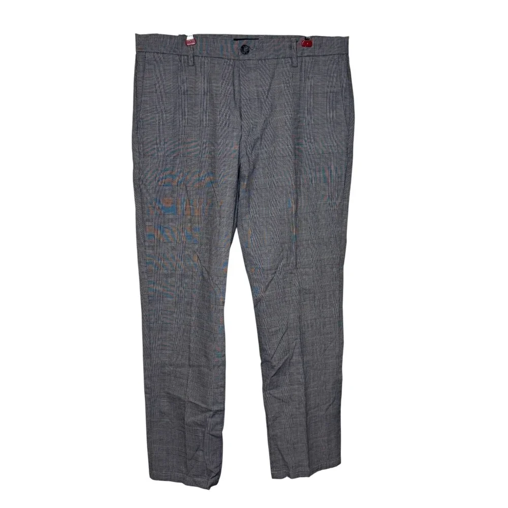 Dockers Men's Dress Pants Straight Leg Houndstooth Plaid Gray Blue Sz. 33X30 NWT